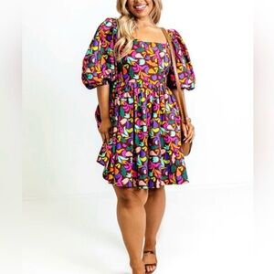 Plus Size Vibrant Colorful Multicolor Abstract Mini Dress EUC Size 3x